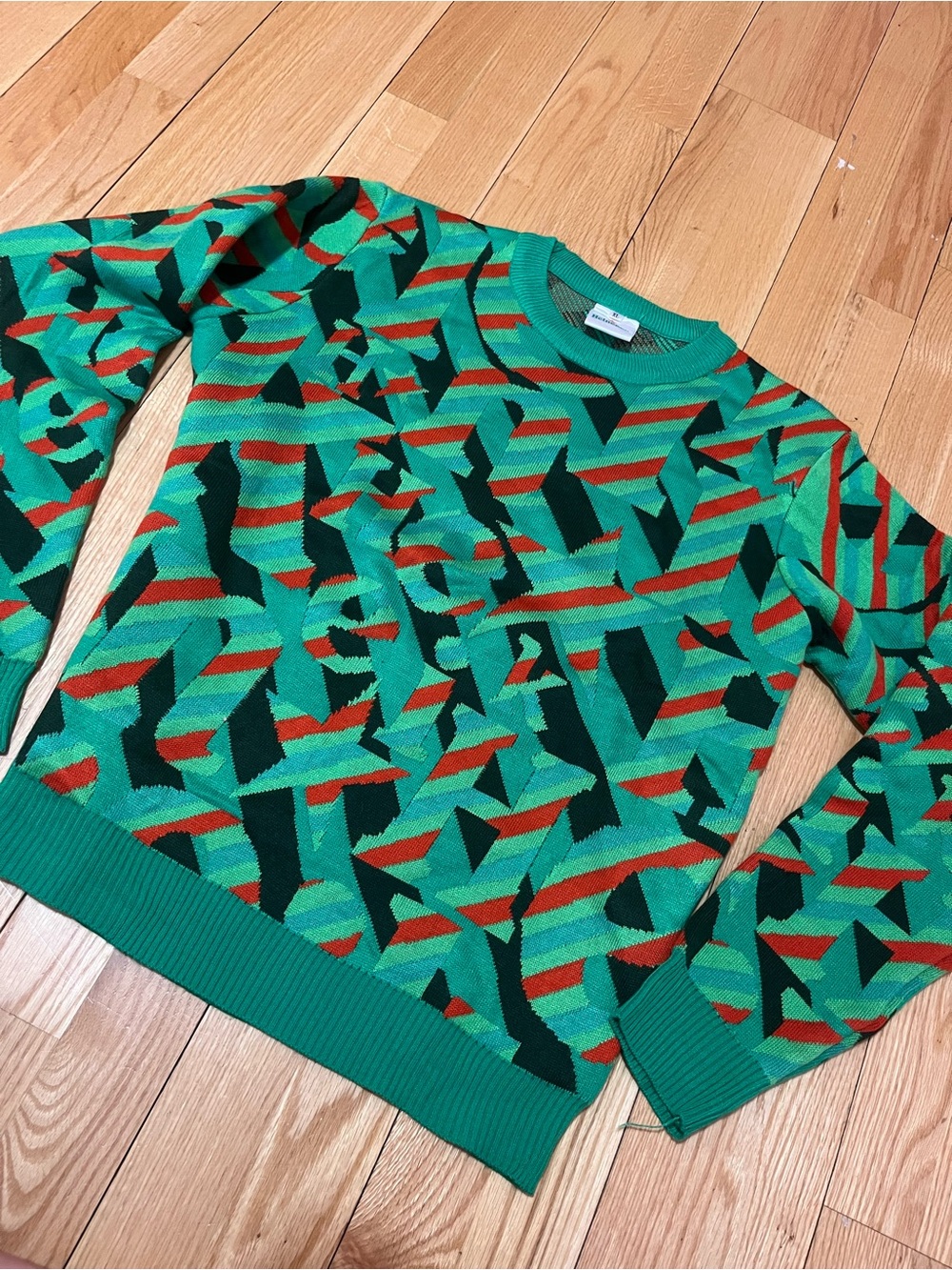 Green Geometric Crewneck Sweater